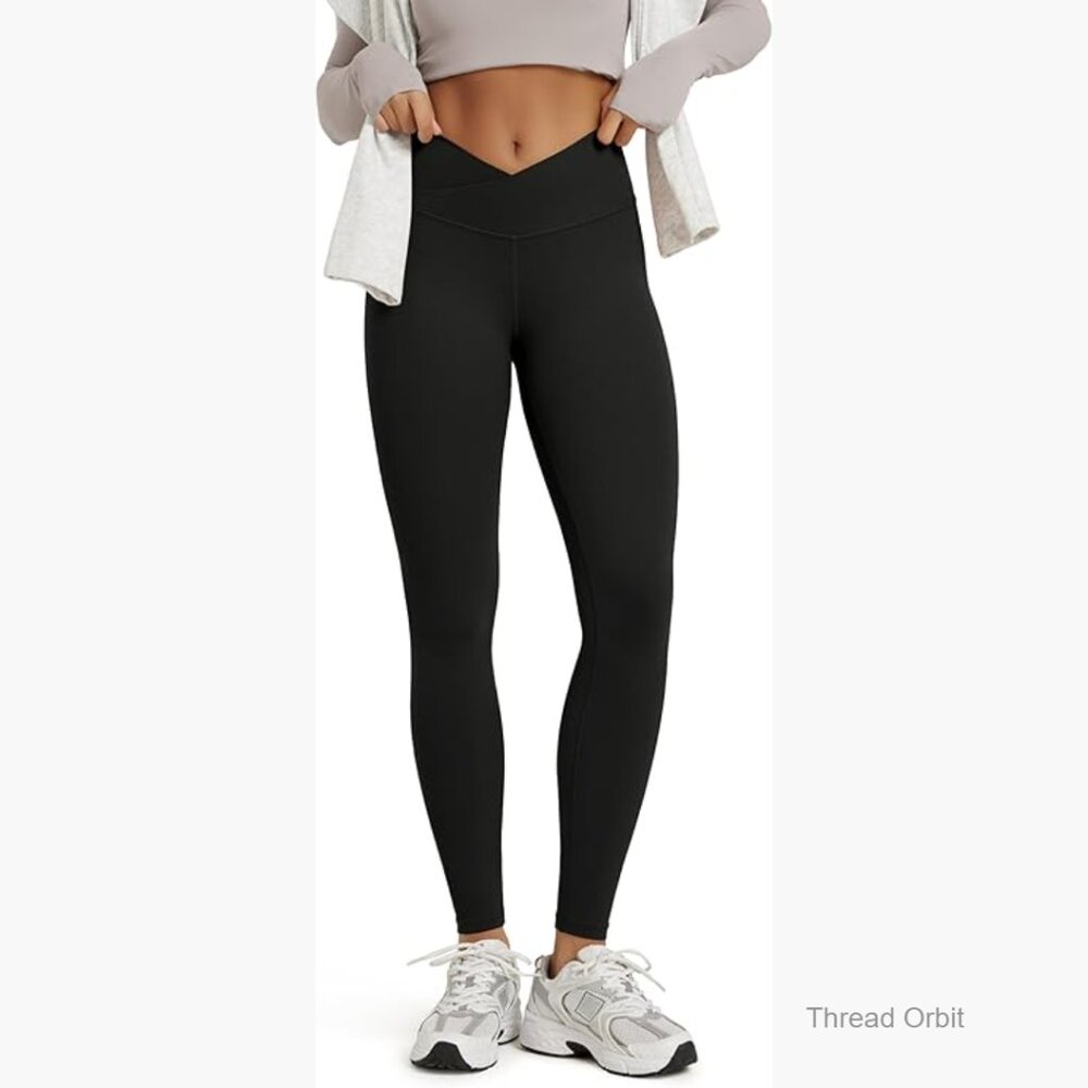 Buttery Soft Cross Waist Leggings, High Rise Lounge Yoga Pants, 28" Inseam